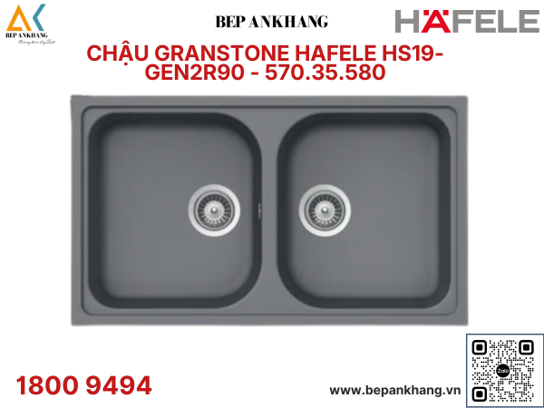 CHẬU ĐÁ GRANSTONE HAFELE MÀU XÁM  HS19 - GEN2R90 570.35.580